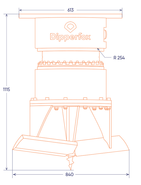 Dipperfox - technický výkres s rozměry